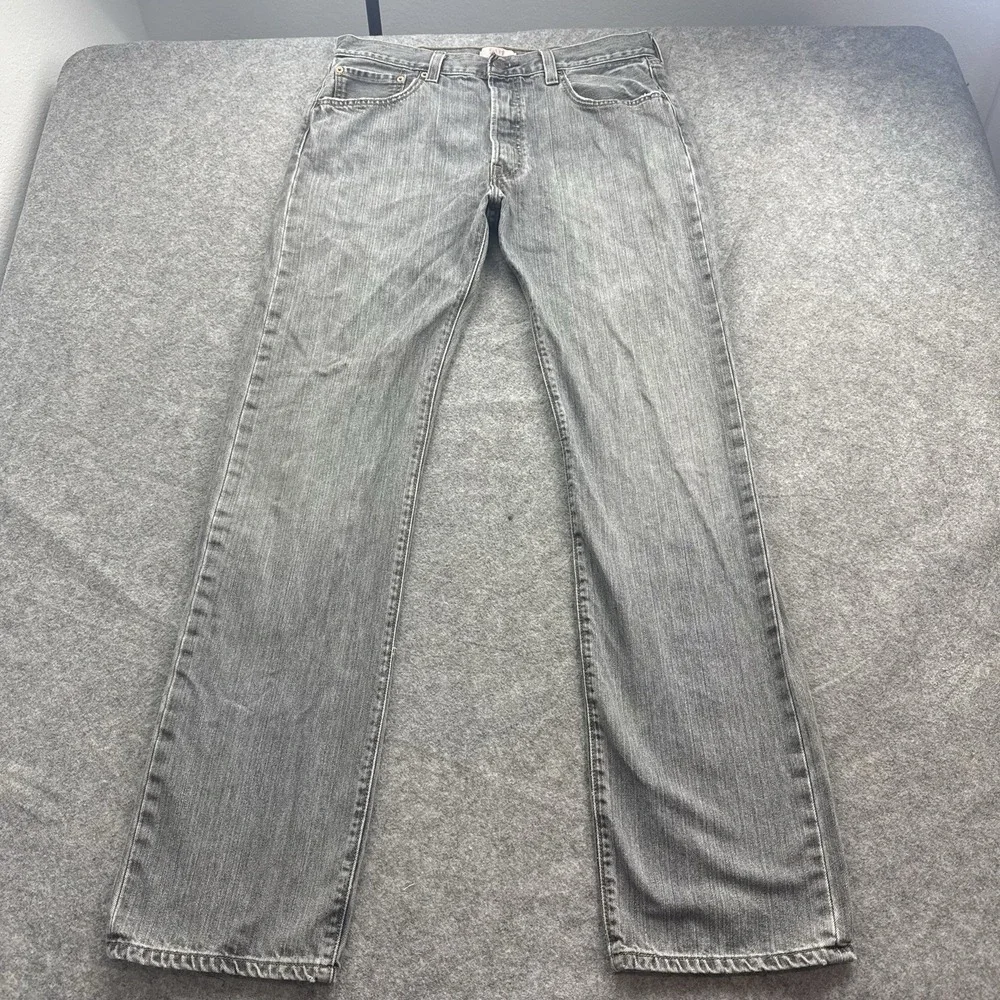 Levis 501 Jeans Mens 34x34 Gray Faded Straight Leg Button Fly Y2K Denim